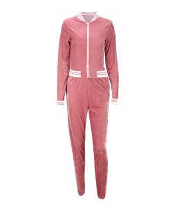 Lovely Trendy Zipper Design Pink Two-piece Pants Set