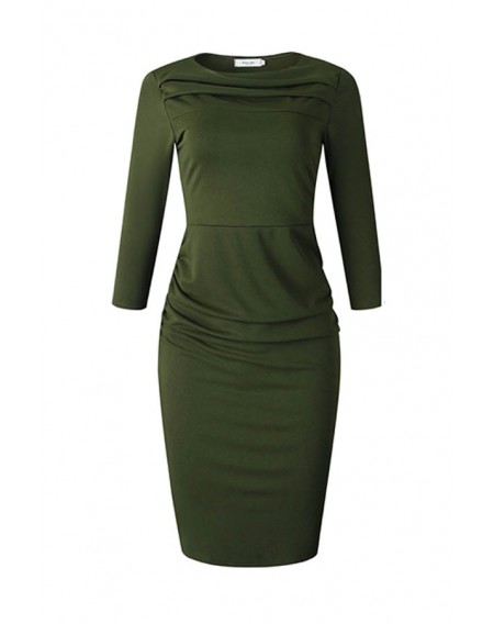 Lovely Casual Basic Green Mid Calf Plus Size Dress