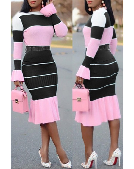 Lovely Casual Patchwork Black Two-piece Skirt Set