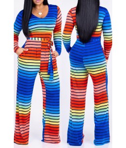 Lovely Casual Striped Multicolor One-piece Jumpsuit