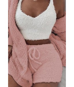 Lovely Casual Basic Pink Three-piece Shorts Set