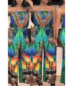 Lovely Bohemian Printed Multicolor One-piece Jumpsuit