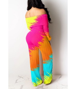 Lovely Leisure Printed Loose Multicolor Two-piece Pants Set