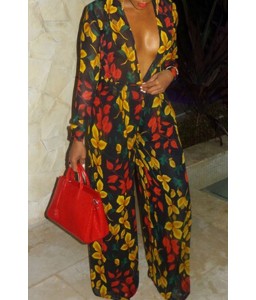 Lovely Casual Floral Printed Multicolor One-piece Jumpsuit