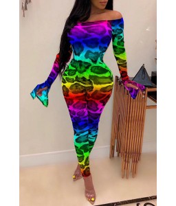 Lovely Sexy Leopard Printed Multicolor One-piece Jumpsuit
