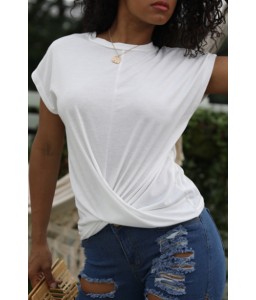 Lovely Casual O Neck White Blouse