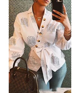 Lovely Work Buttons White Blouse