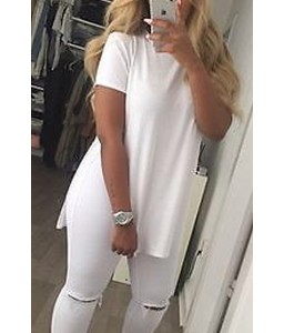 Lovely Casual O Neck White T-shirt