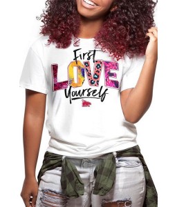 Lovely Casual O Neck Letter Printed Multicolor T-shirt