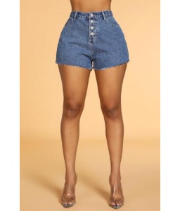 Lovely Casual Buttons Dark Blue Shorts