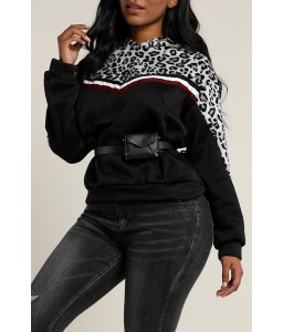 Lovely Casual Hooded Collar Patchwork Black Hoodie
