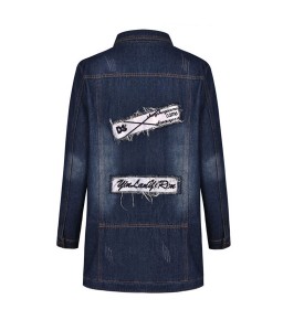 Lovely Casual Patchwork Blue Coat