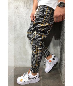 Lovely Casual Plaid Ptinted Yellow Pants