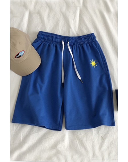 Lovely Casual Embroidered Design Blue Shorts