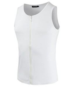 Lovely Casual Zipper Design White Vest